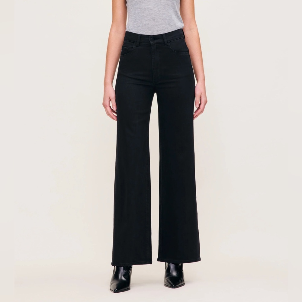DL1961 Black Hepburn Wide Leg Jeans